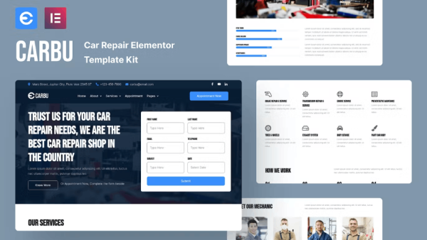 Carbu and Car Repair Elementor Template Kit