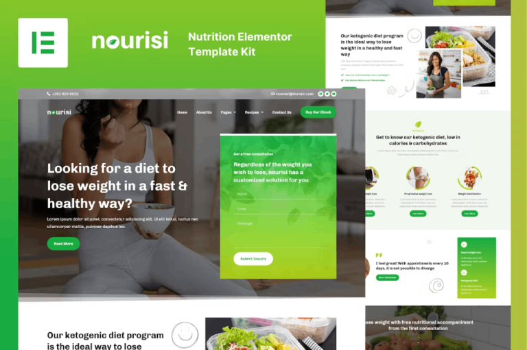 Nourisi and Nutrition Elementor Template Kit