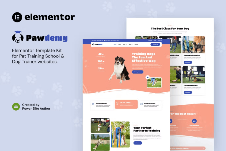 Pawdemy and Pet Training Academy Elementor Template Kit