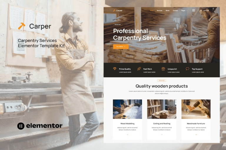 Carper – Carpenter and Craftsman Elementor Template Kit