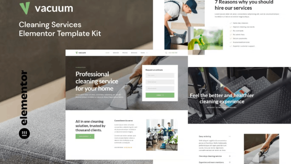 Vacuum and Cleaning Services Company Elementor Template Kit