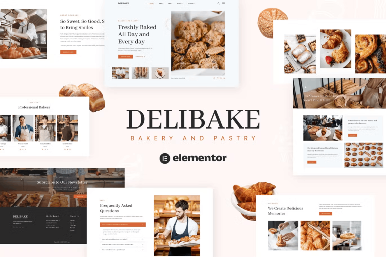 Delibake and Bakery and Pastry Elementor Template Kit