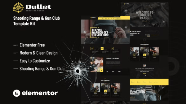 Dullet – Shooting Range and Gun Club Elementor Template Kit