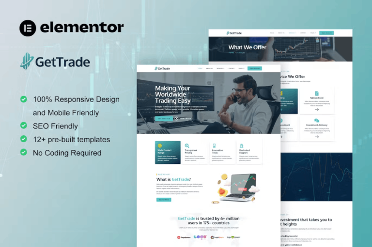 GetTrade – Trading and Investment Elementor Template Kit