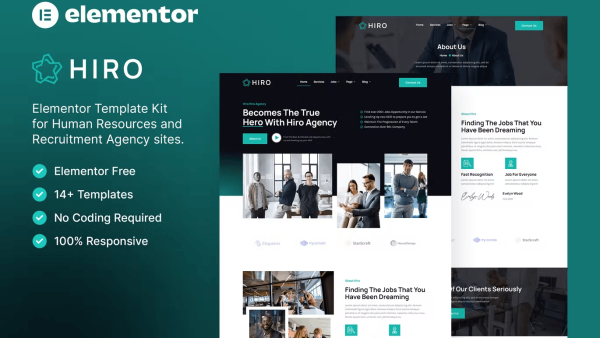 Hiro – Human Resources and Recruitment Agency Elementor Template Kit