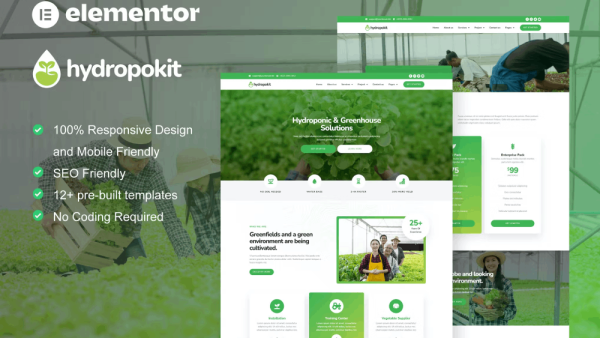 Hydropokit - Hydroponic and Agriculture Elementor Template Kit