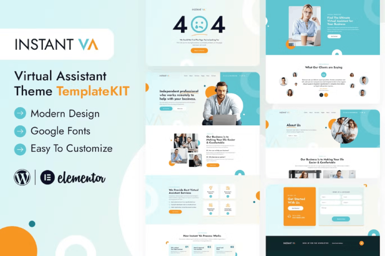 Instant VA and Virtual Assistant Elementor Template Kit
