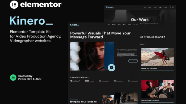Kinerio and Video Production Agency Elementor Template Kit