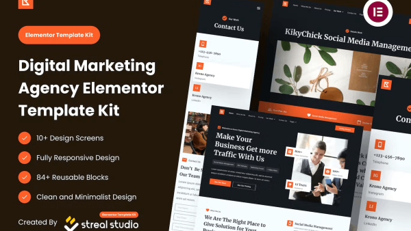 Krono and Marketing Agency Elementor Template Kit