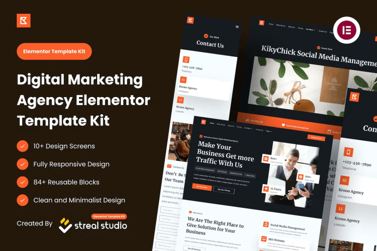 Krono and Marketing Agency Elementor Template Kit