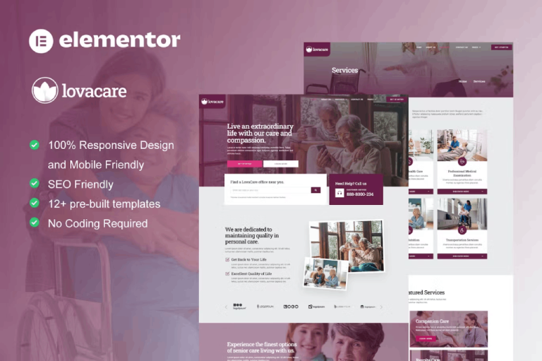 LovaCare and Senior Care Services Elementor Template Kit