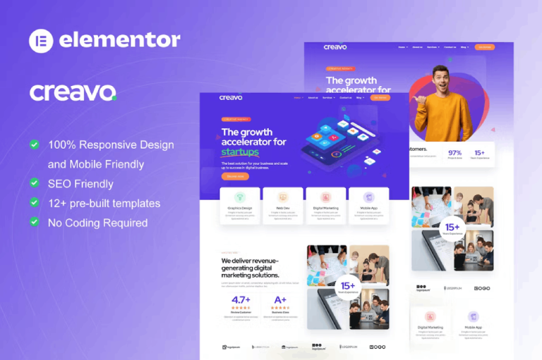 Creavo – Creative Agency and Digital Marketing Elementor Template Kit