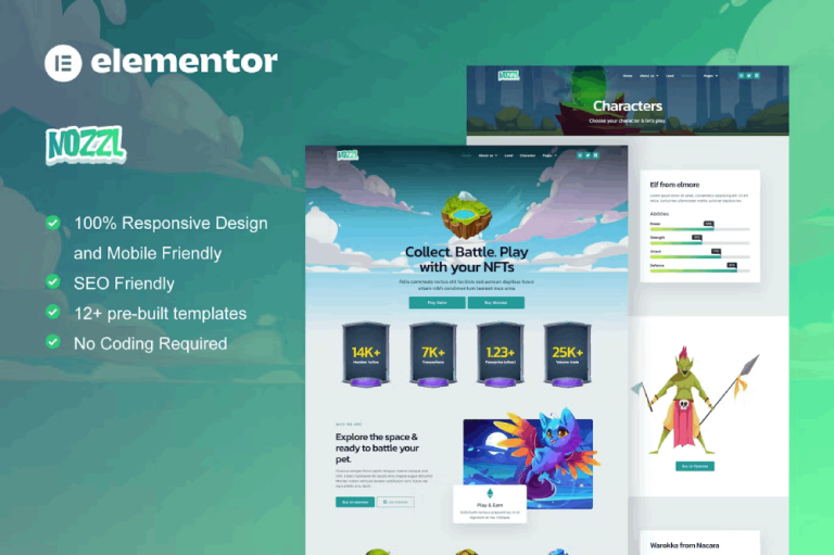 Nozzle and Game NFT Elementor Pro Template Kit
