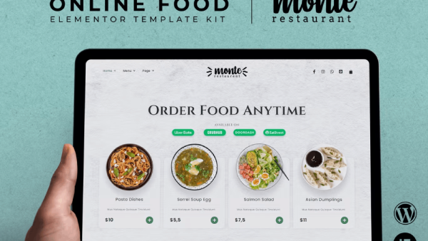 Monte and Online Food Elementor Template Kit