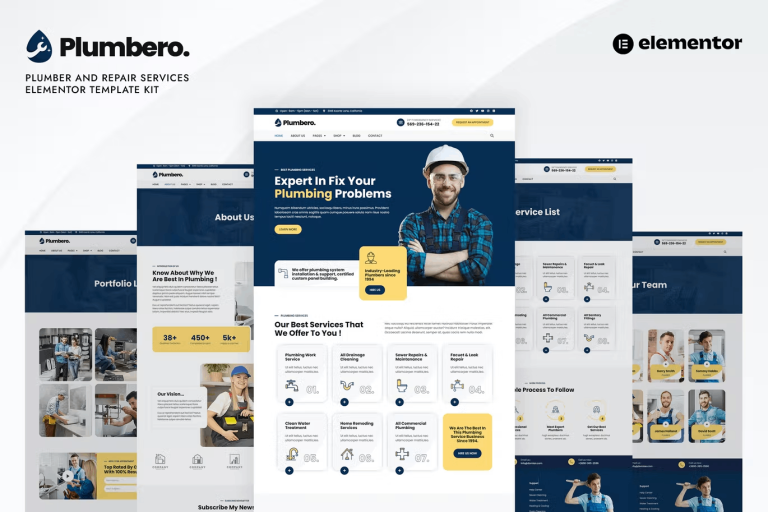 Plumbero – Plumber and Repair Services Elementor Template Kit