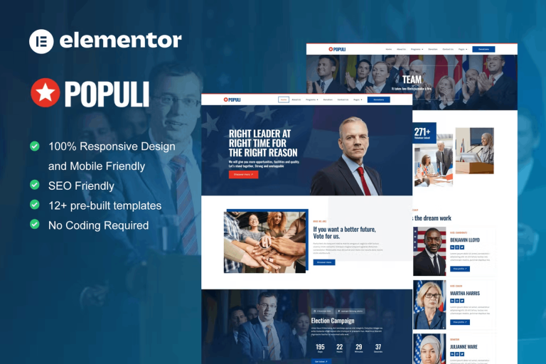 Populi and Politician Elementor Template Kit