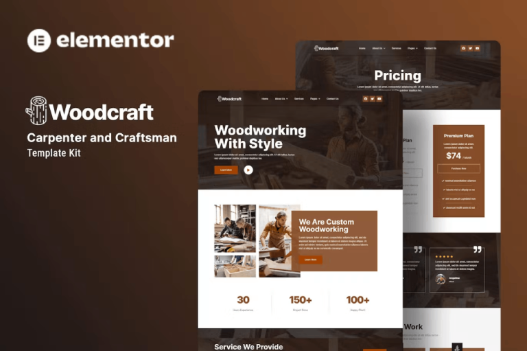 Woodcraft - Carpenter and Craftsman Elementor Template Kit
