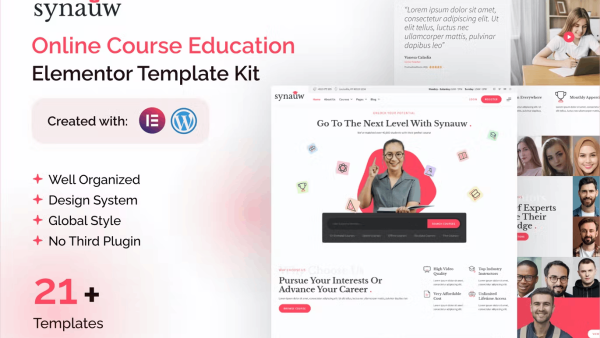 Synauw Online Course Education and Learning Elementor Template Kit