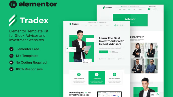 Tradex – Stock Advisor and Investment Elementor Template Kit