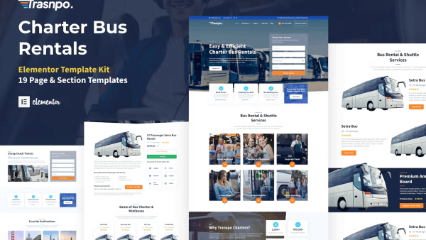 Transpo and Charter Bus Rental Company WordPress Elementor Template Kit