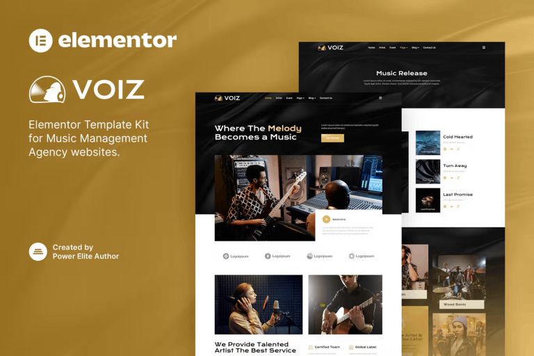 Voiz and Music Management Agency Elementor Template Kit