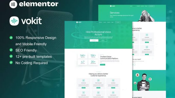 VoKit and Voice Over Services Elementor Template Kit