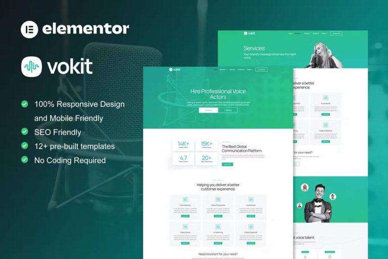 VoKit and Voice Over Services Elementor Template Kit
