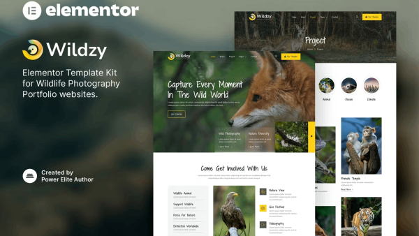 Wildzy and Wildlife Photography Elementor Template Kit