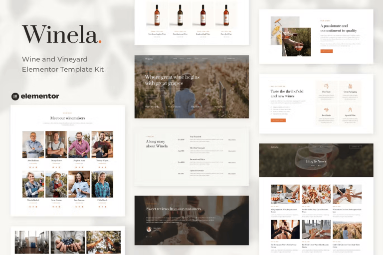 Winela and Vineyard Elementor Template Kit