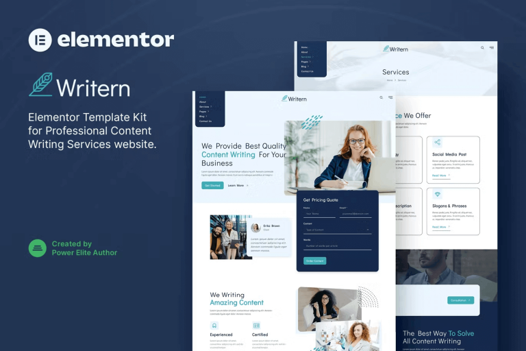 Writern and Content Writing Services Elementor Template Kit